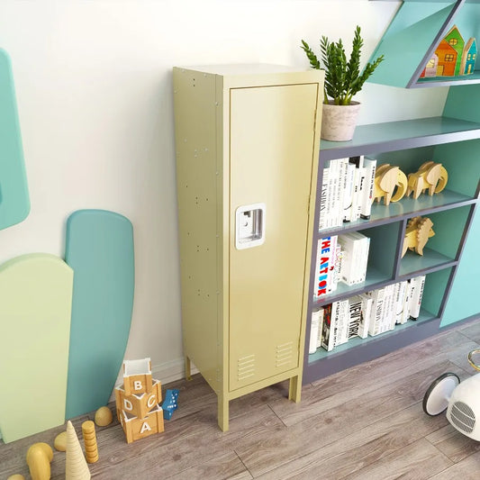 1 Door Tall Single Metal LockerRetro Style Storage CabinetIndustrial FurnitureFor Living Room Bedroom Storage Room Gym SchoolYe