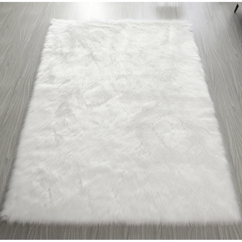 Faux Fur Sheepskin Area Rug Bedroom Blanket Living Room