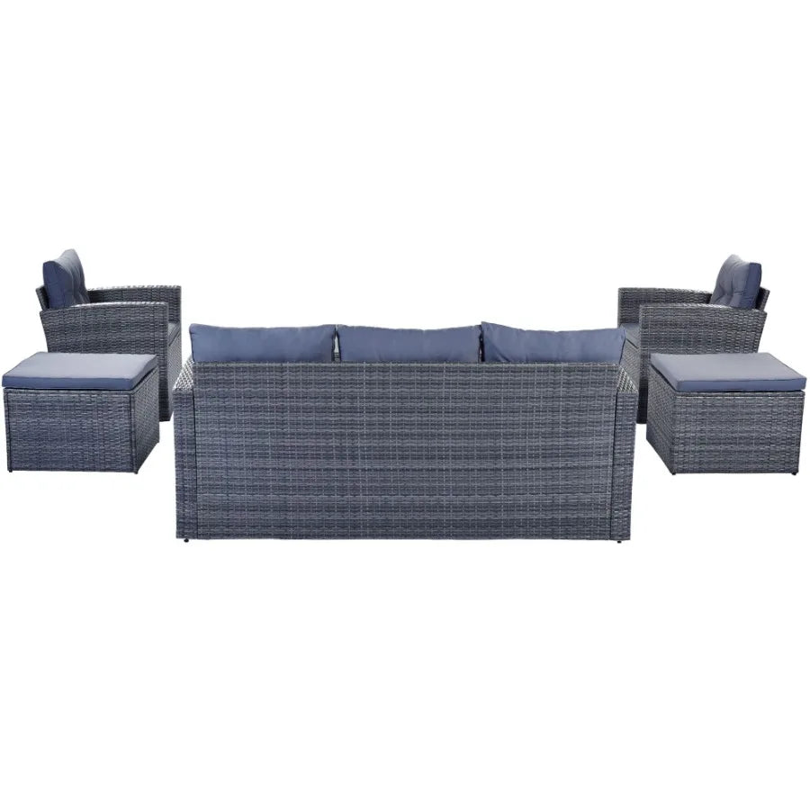 GO 6piece All-weather Wicker PE rattan Patio Outdoor Dining Conversation Sectional v