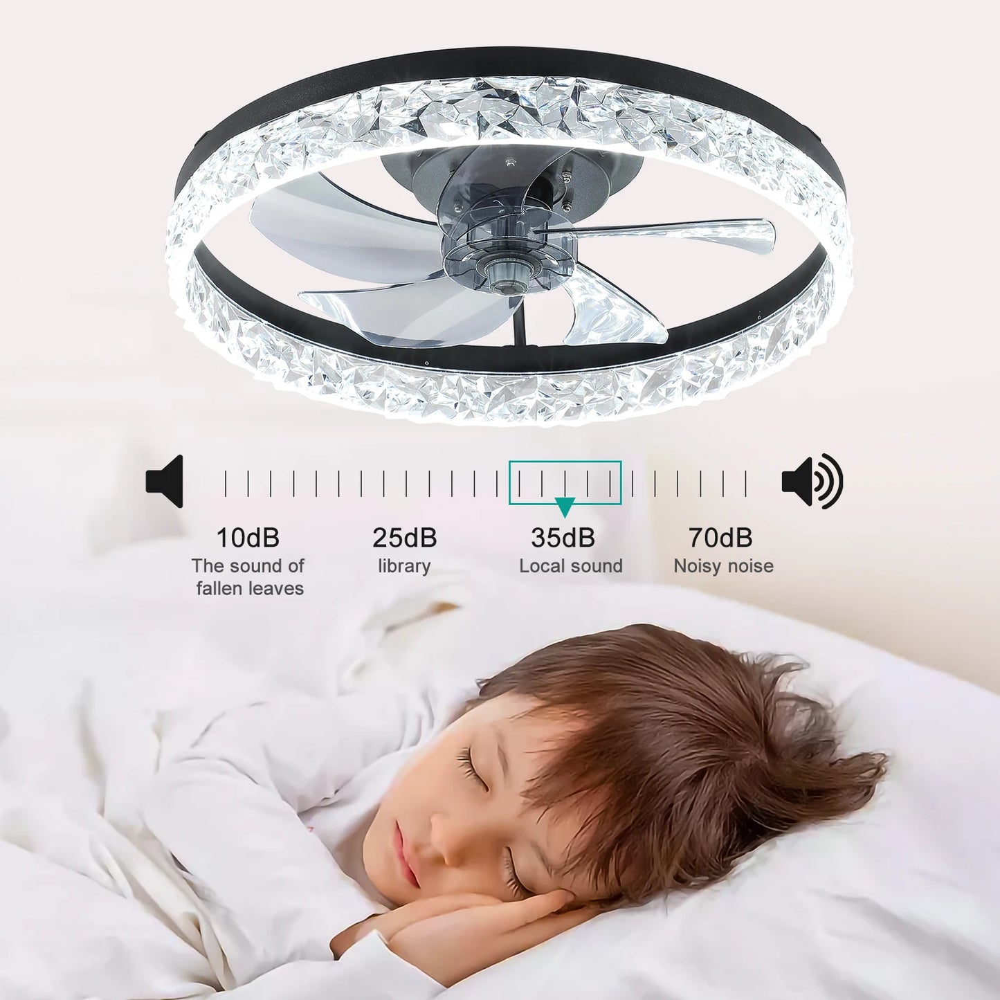 19.7-inch LED Ceiling Fan Light with Remote Control, 3 color temperature(3000K/4500K/6000K), Energy Efficient, Quiet Operation