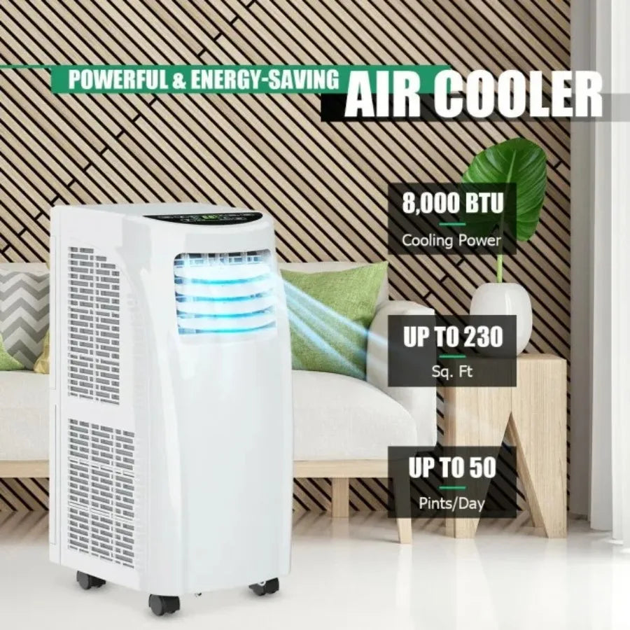 8,000 BTU Portable Air Conditioner with Sleep Mode and Dehumidifier Function