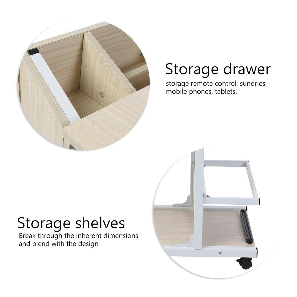 Portable Multifunctional Removable Laptop Desk with Wheels Drawer Bed Sofa Books Snack Laptop Desk Removable Laptop Desk