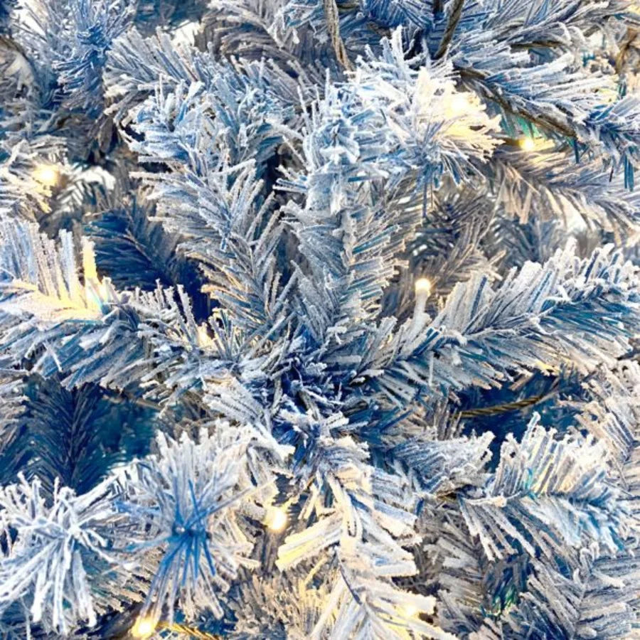 6FT Pre Lit Hinged Artificial Fir Christmas Tree Xmas Tree Snow Flocked