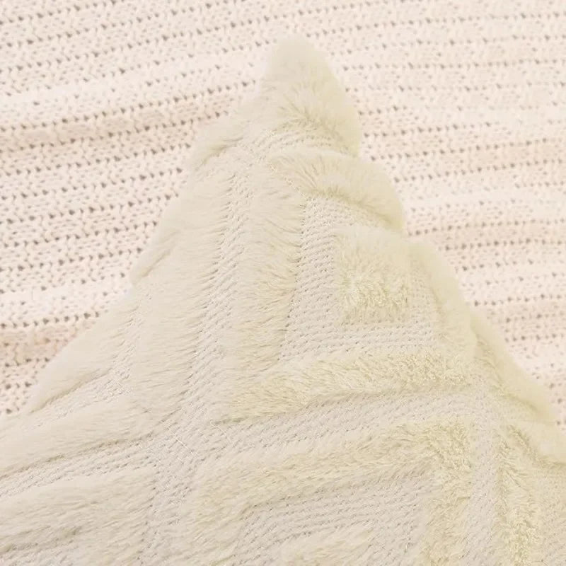 Soft Throw Pillow Covers 18x18 - Plush Wool Decorative Pillow Covers - Couch Sofa Pillow Covers for Living Room - with 3D