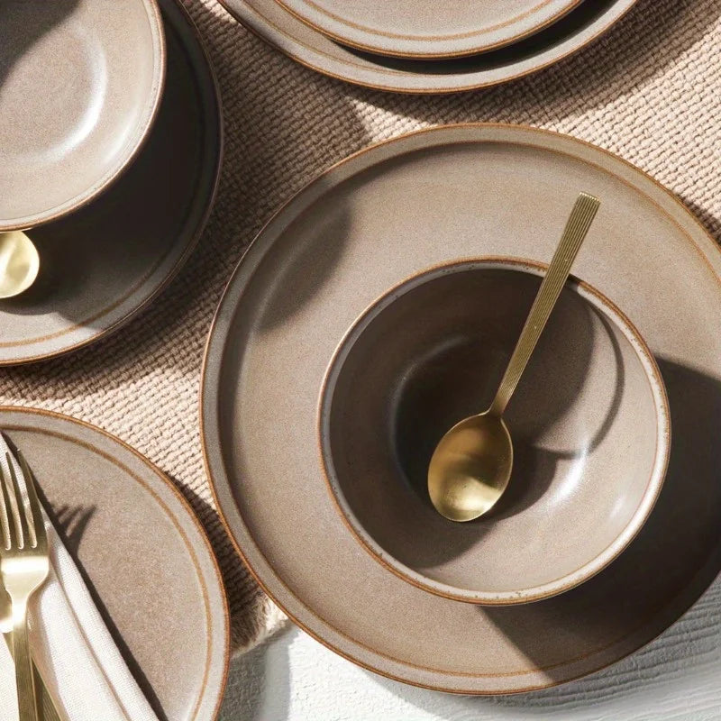 Banks Brown 12-Piece Stoneware Dinnerware Set