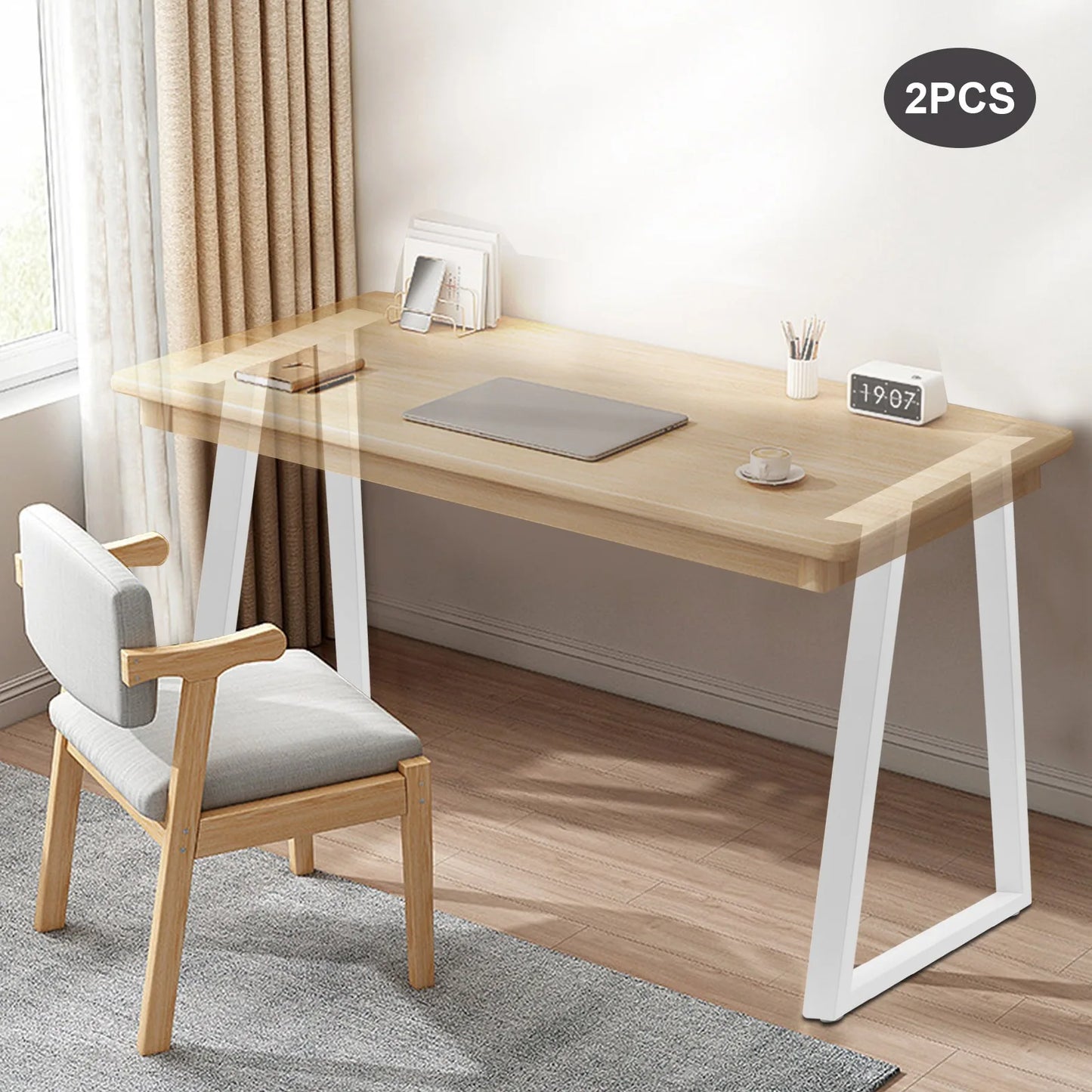 28Inch White Metal Table Legs, 2pcs Trapezoidal Table