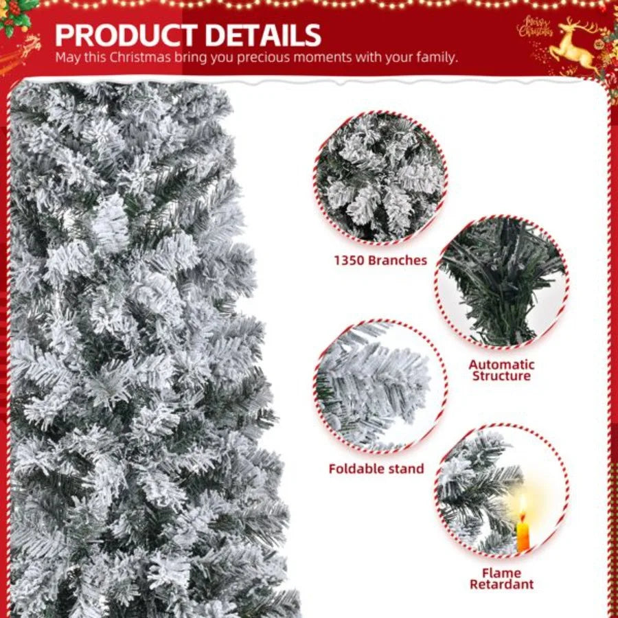 6 FT Snow Flocked Hinged Christmas Tree