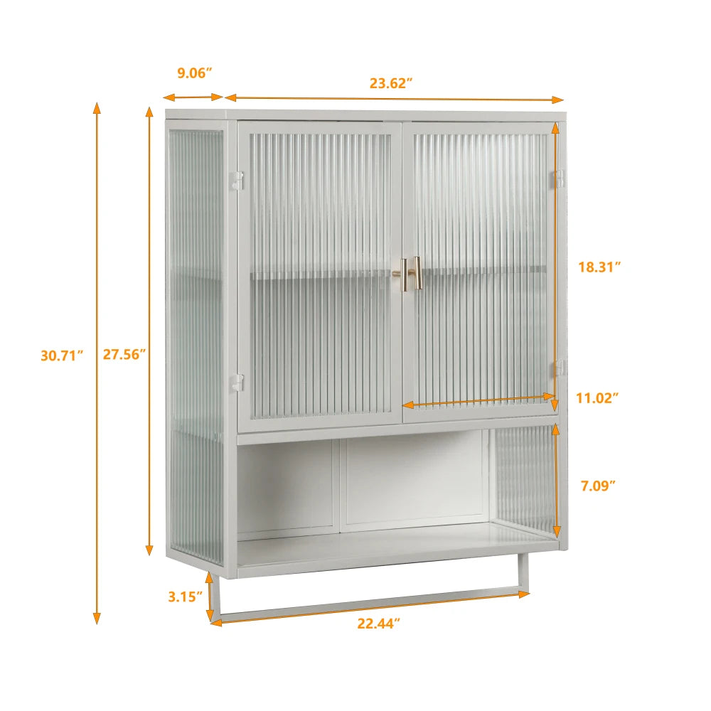 23.62" Modern Two-door Wall Cabinet with Glass Doors,
