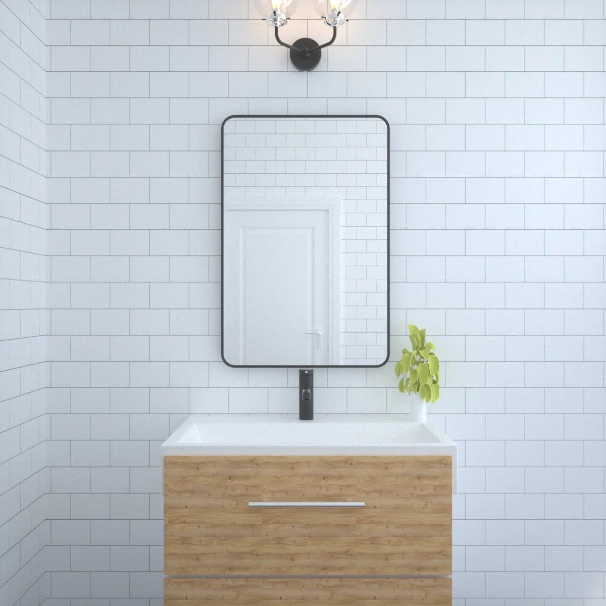 Aluminum Framed Matte Black Rectangle Bathroom Wall Mirror