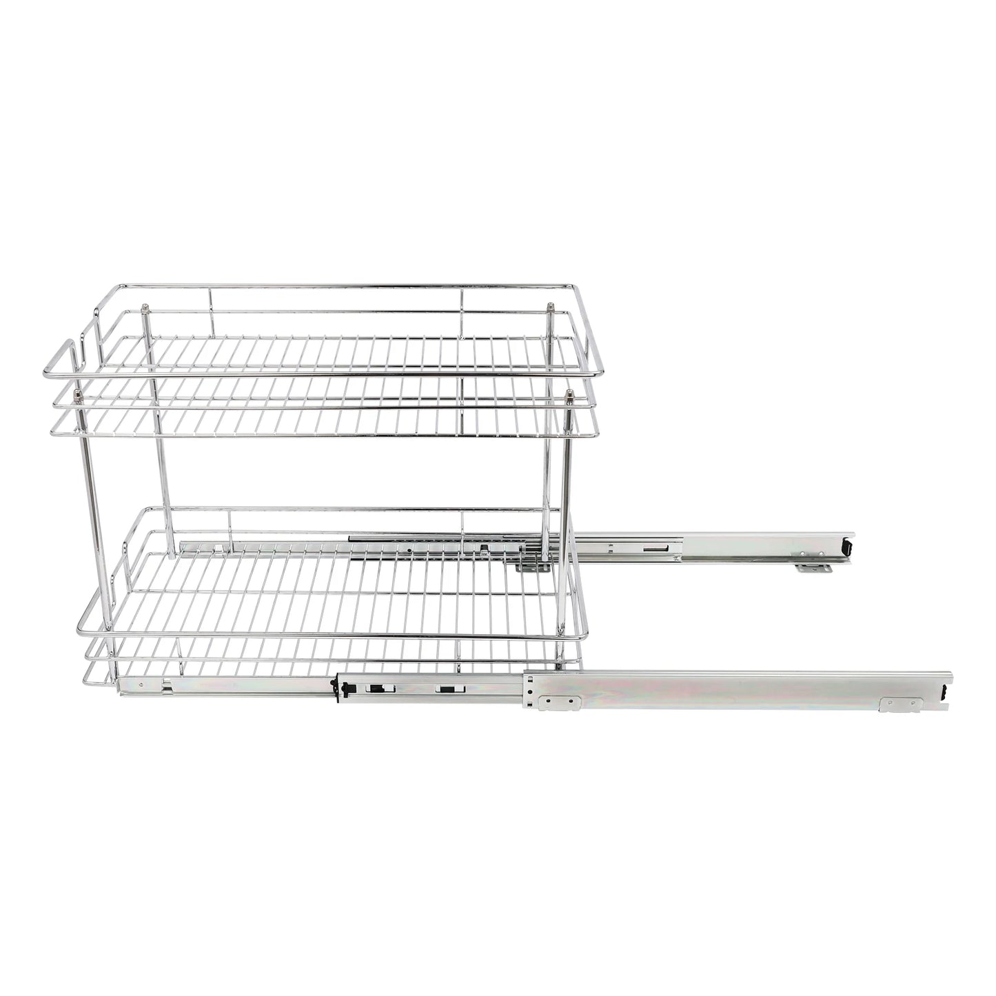 2-Tier Silver Cabinet Pull Out Shelves, Organizer Storage