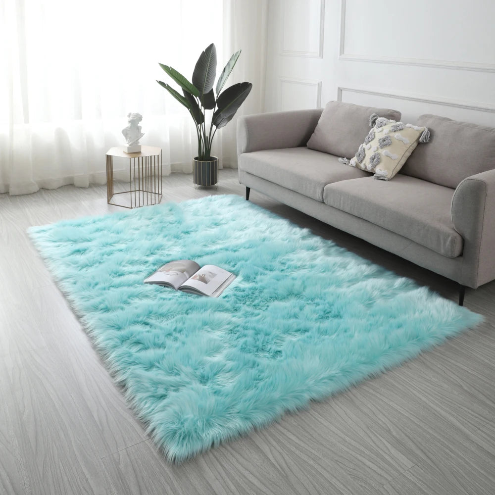 Faux Fur Sheepskin Area Rug Bedroom Blanket Living Room