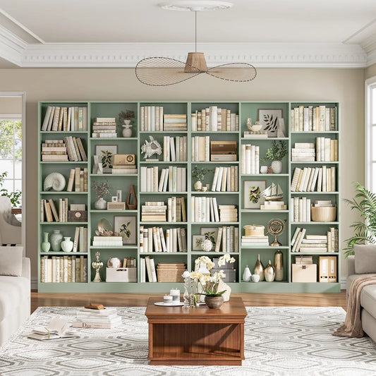 Triple Wide Bookshelf, 6 Tier Large Bookshelf, Bookcase with 17 Open Display Shelves, 74'' Tall Bookcases, Customized