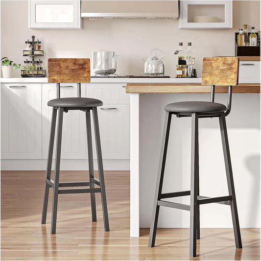 2-piece set black dining table chair with backrest and footrest