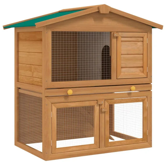 Outdoor Rabbit Hutch Small Animal House Pet Cage Wood 3 Doors Portable Waterproof