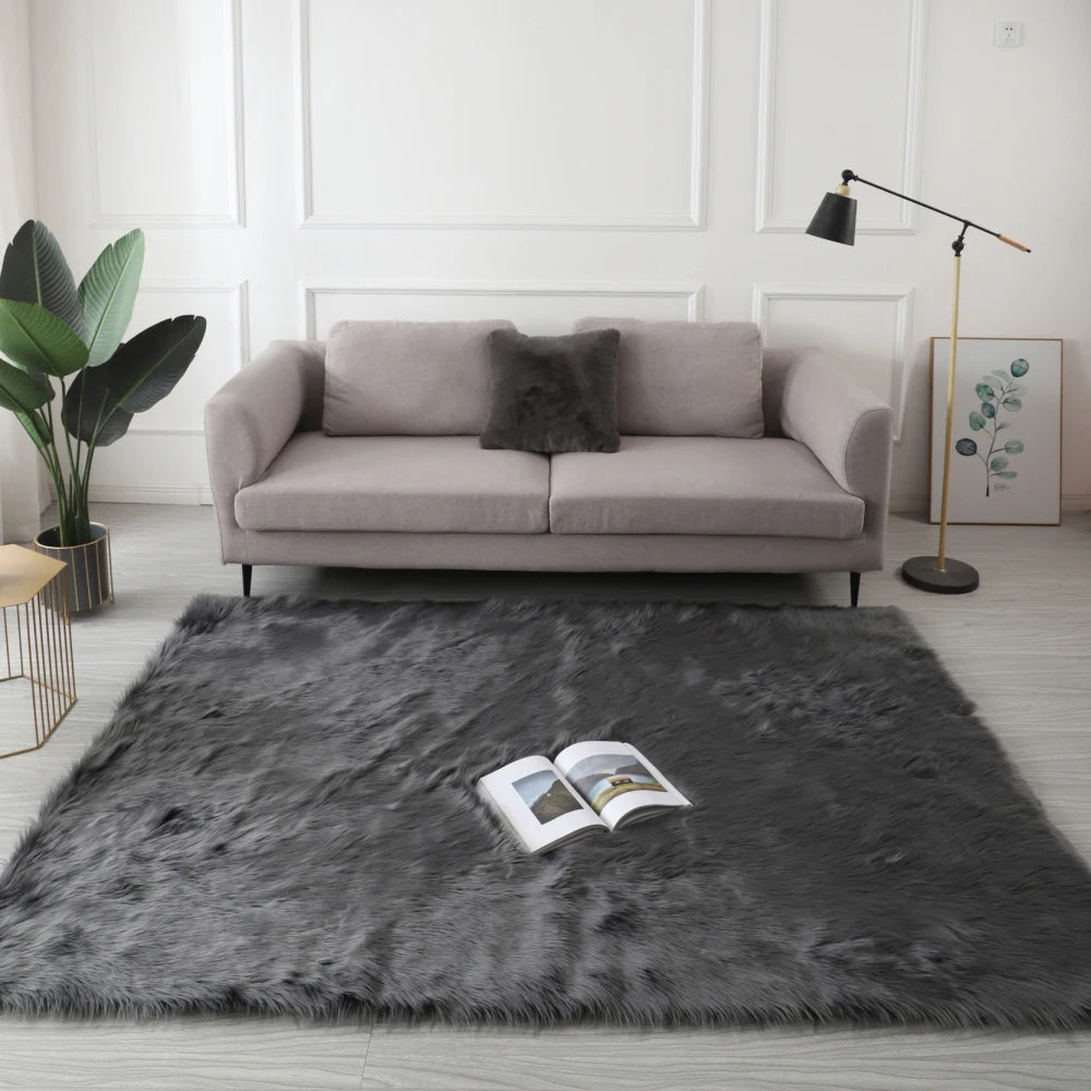 Faux Fur Sheepskin Area Rug Bedroom Blanket Living Room