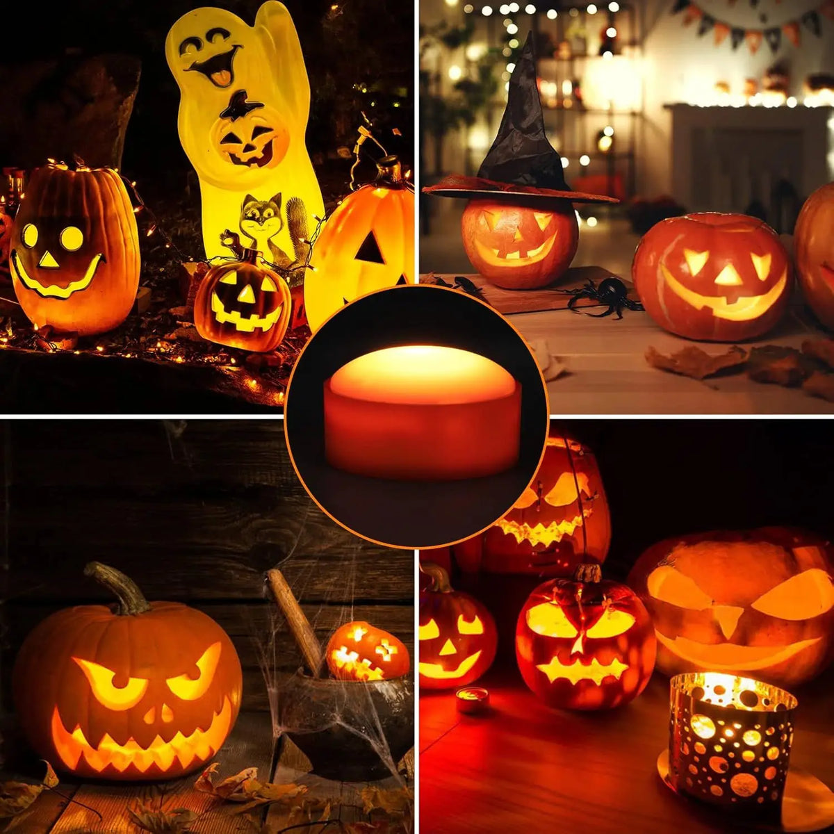 LED Flameless Pumpkin Lights Jack-O-Lantern Lights with Remote/Timer