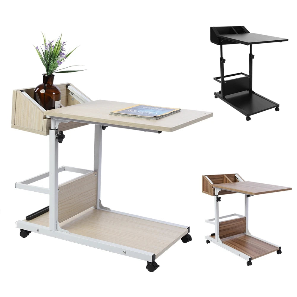 Portable Multifunctional Removable Laptop Desk with Wheels Drawer Bed Sofa Books Snack Laptop Desk Removable Laptop Desk