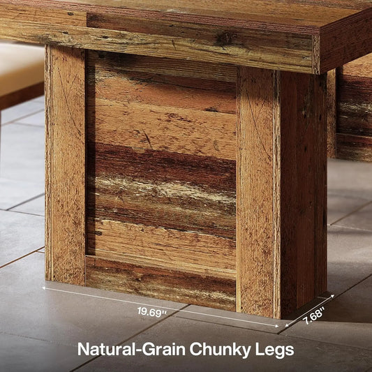 Farmhouse Dining Table for 6, Rectangle Wooden Kitchen Table with Heavy-Duty Legs, Rustic Large Dining Room, Customized