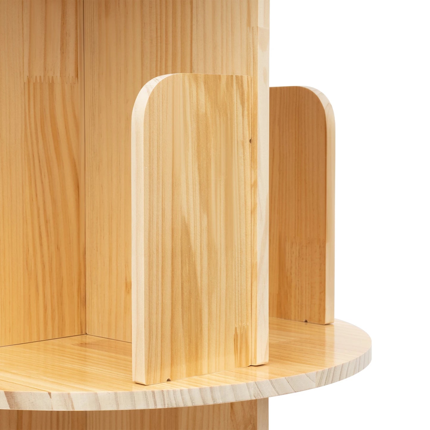 4 Tier Rotating Bookshelf with Legs,Floor Standing Stackable Wood Round Bookshelf 360 Display Book Shelf for Living Room Bedroom