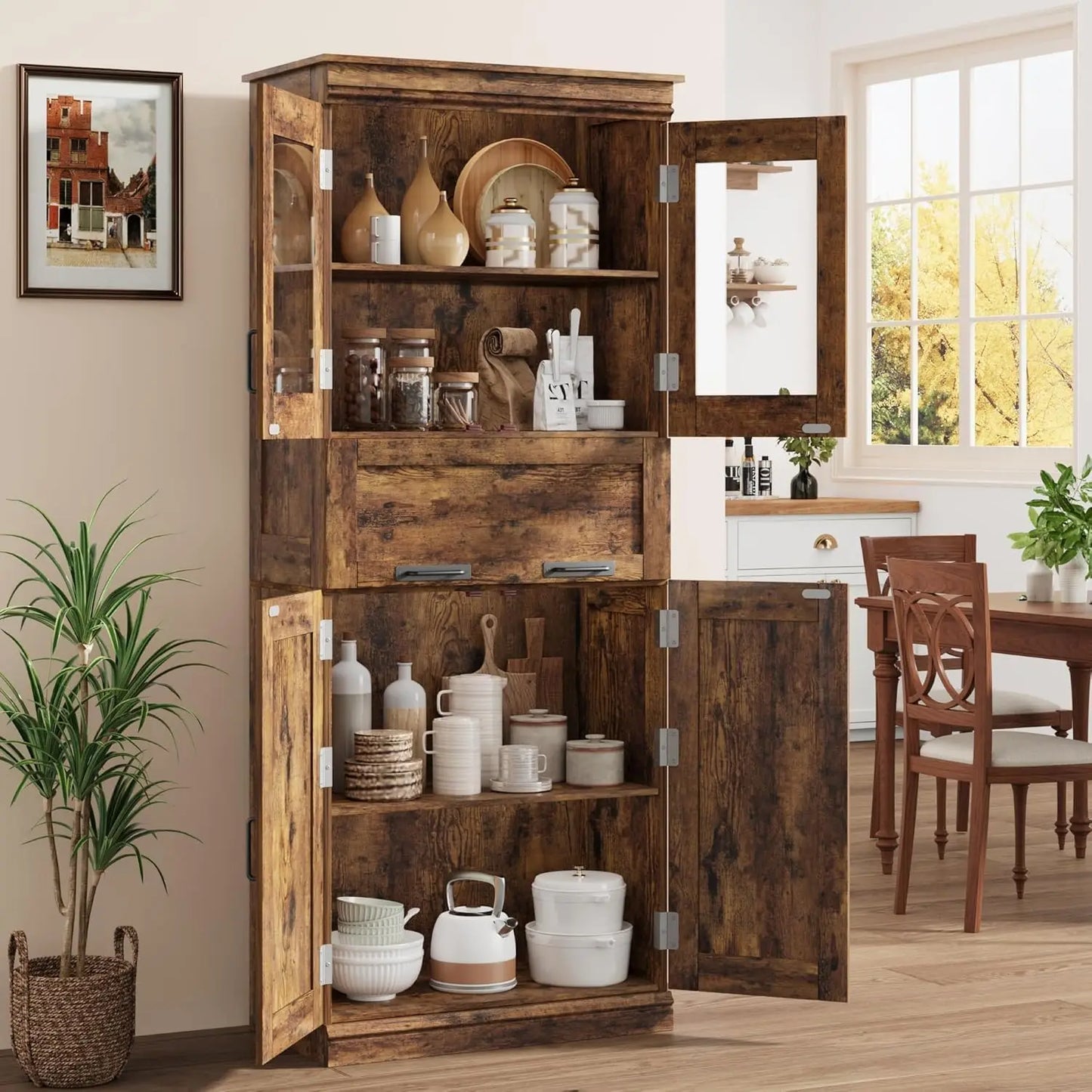 67" Tall Bathroom Storage Cabinet and Tall Cabinet for Living Room