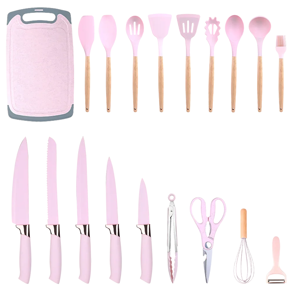 Kitchen Knives Heat-Resistant Non Stick Soup Spoon Cooking Set with Scissors Peeler Cut Meat