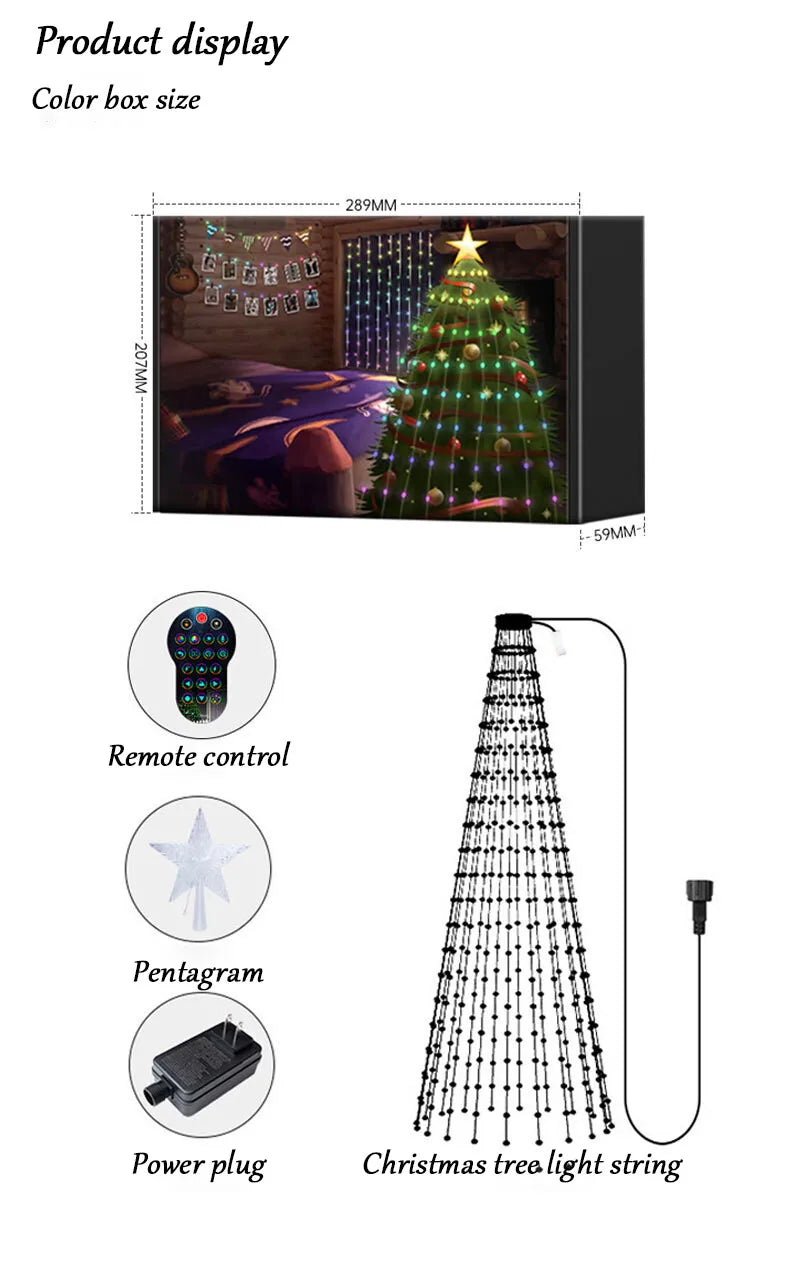 5Ft Smart Christmas Tree Lights - 400 LEDs with Remote & App Control - Music Sync, 11Modes - Green Wire, Suitable for