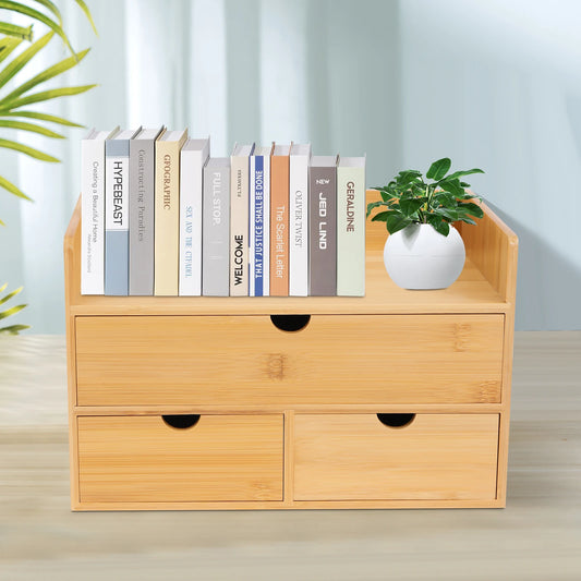 Bamboo Desk Organizer -Tabletop Mini Bamboo Desk Drawer