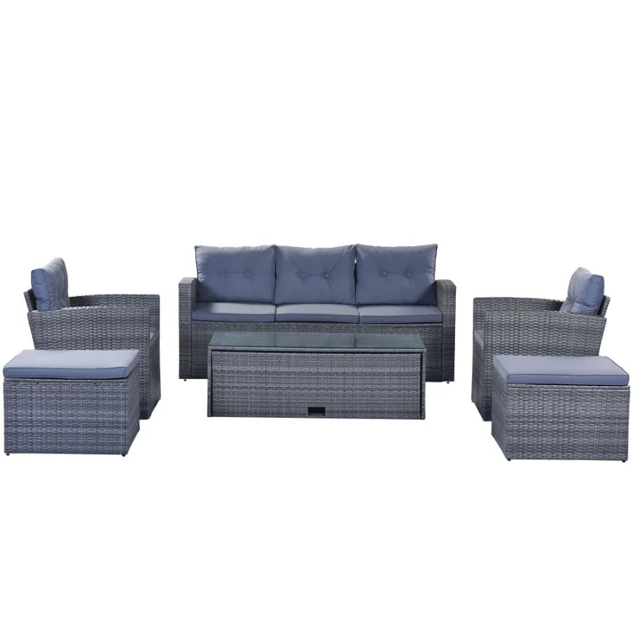 GO 6piece All-weather Wicker PE rattan Patio Outdoor Dining Conversation Sectional v