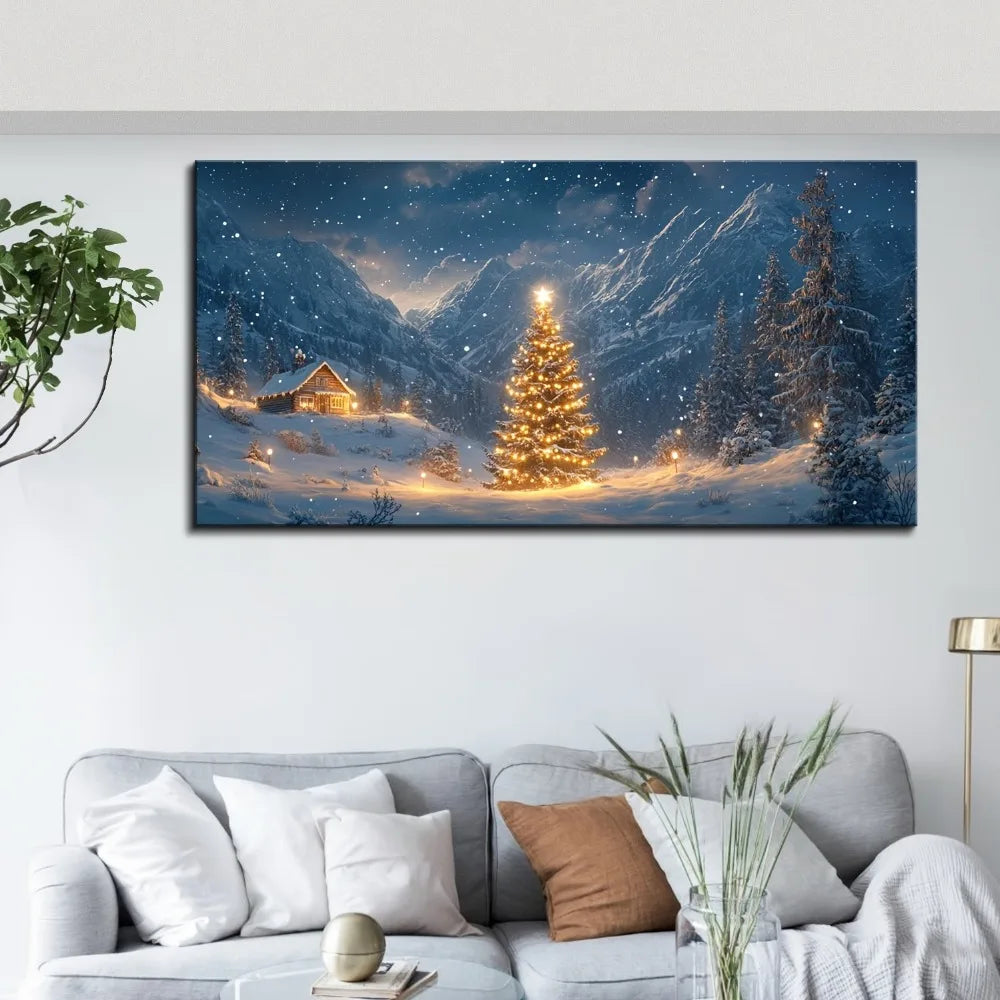 Christmas tree view in the bright night scene,