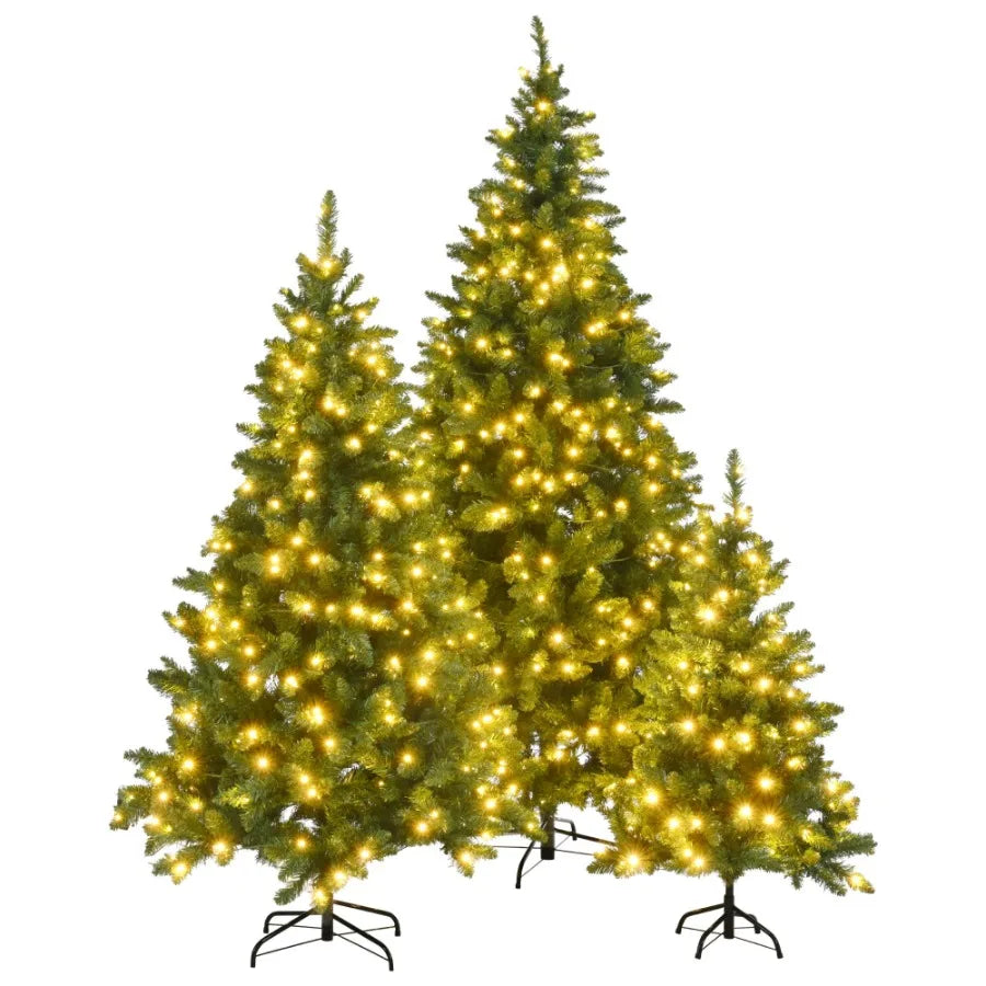 8FT 6FT 4FT PreLit Green Pine Artificial Christmas Tree Set of 3 Hinged Xmas Trees
