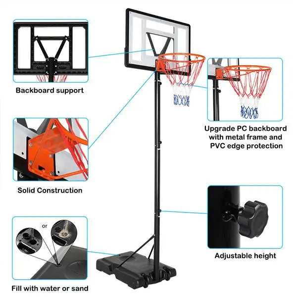 Basketball Hoop Outdoor Portable  Adjustable Height