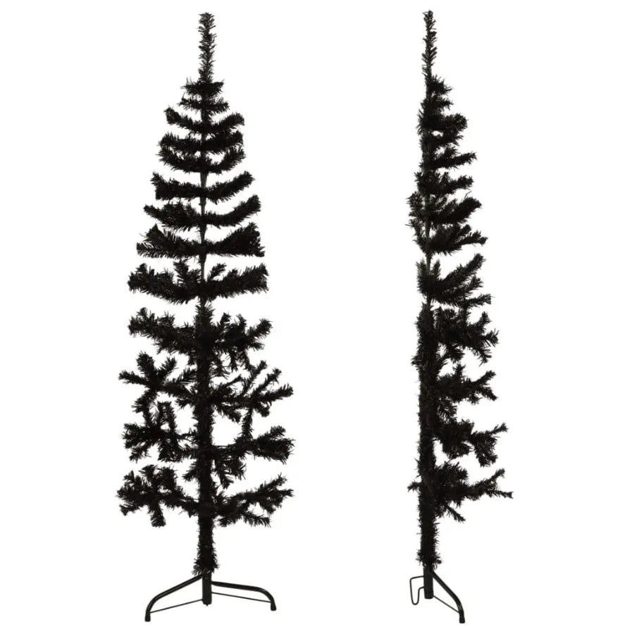 Slim Artificial Half Christmas Tree with Stand Black 5 ft