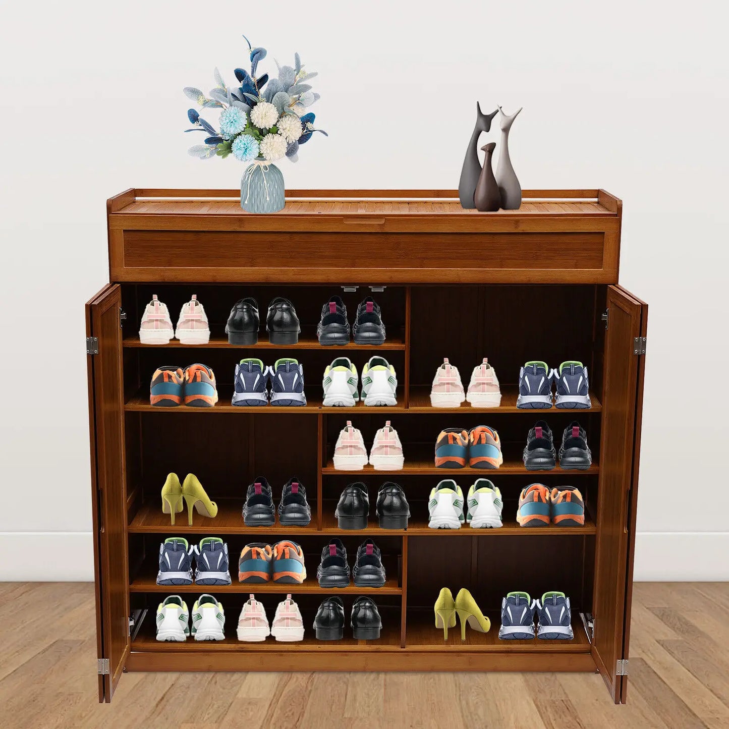 Bamboo Shoe Storage Cabinet – Large Organizer