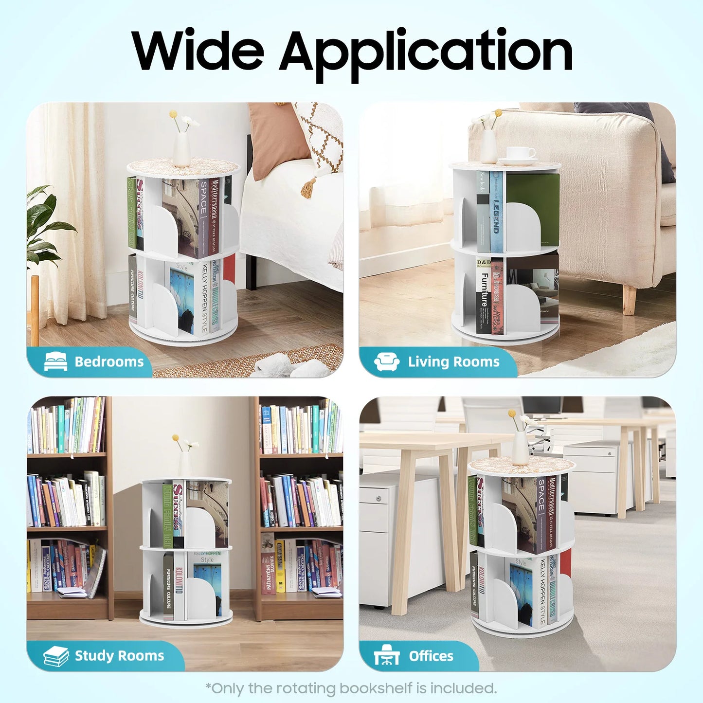 2-Tier Rotating Bookshelf: Stylish Design,