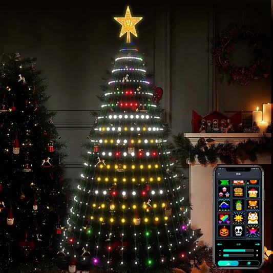 5Ft Smart Christmas Tree Lights - 400 LEDs with Remote & App Control - Music Sync, 11Modes - Green Wire, Suitable for