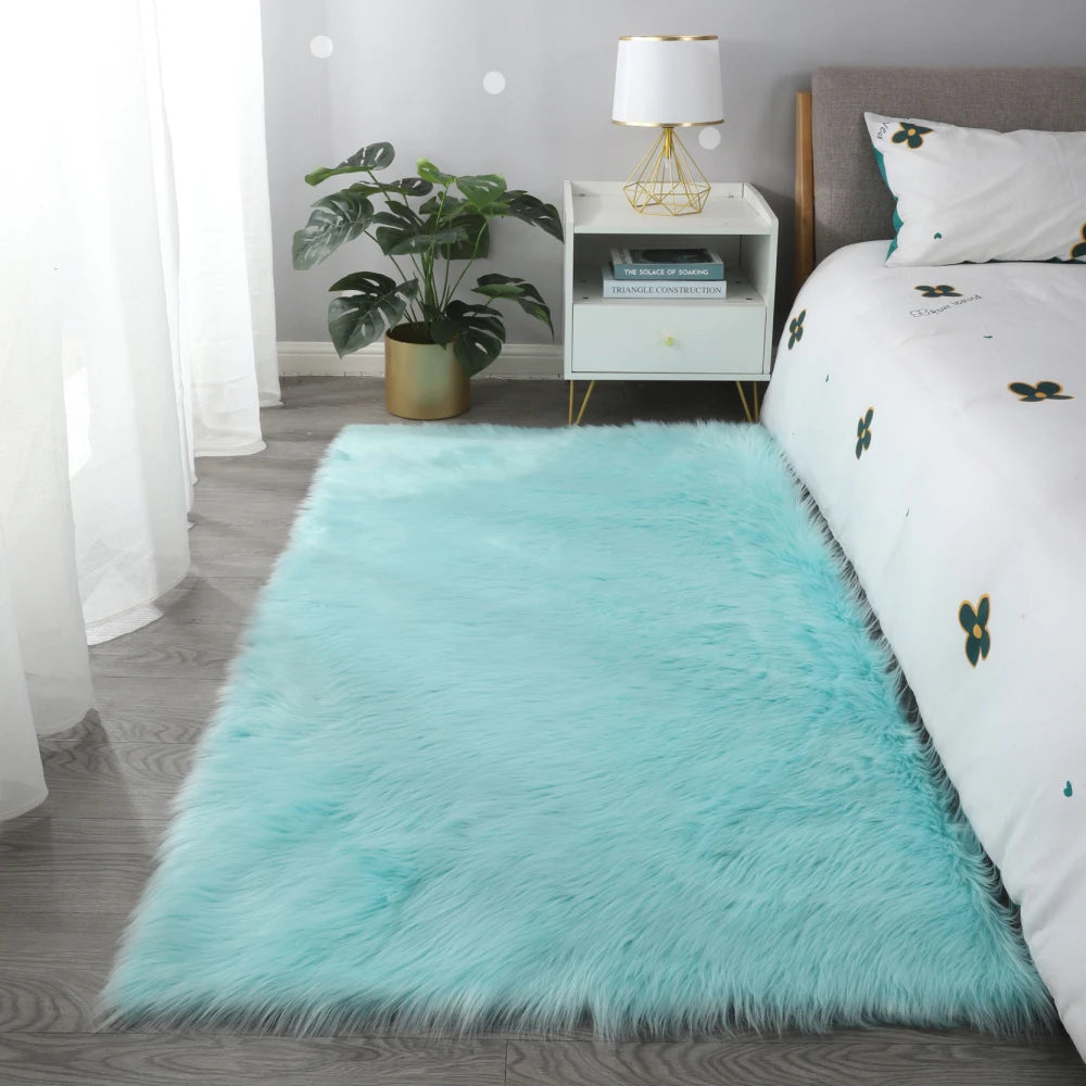 Faux Fur Sheepskin Area Rug Bedroom Blanket Living Room