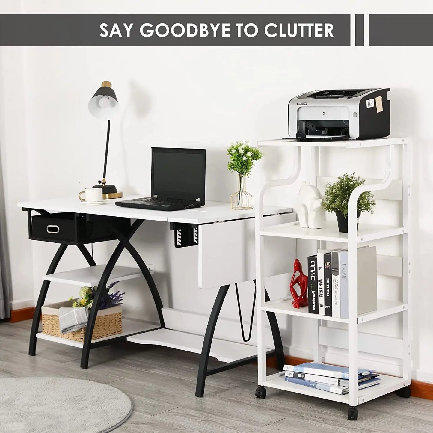 Homfa Mobile Printer Stand Scaner Rolling Cart Home Office Storage Organizer Rack Desk Organizers