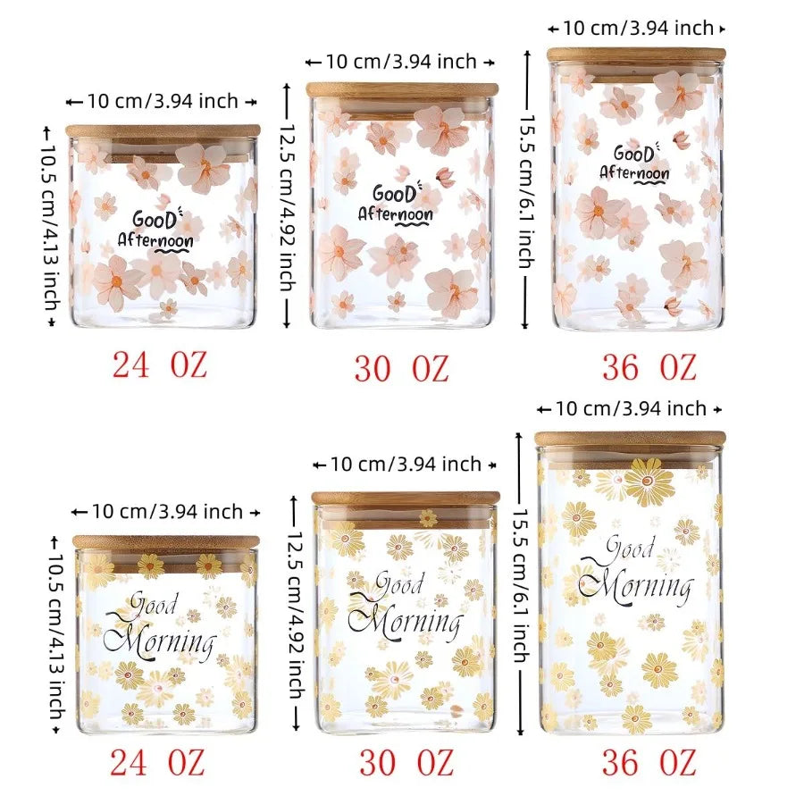 3 Pcs Glass Storage Cans