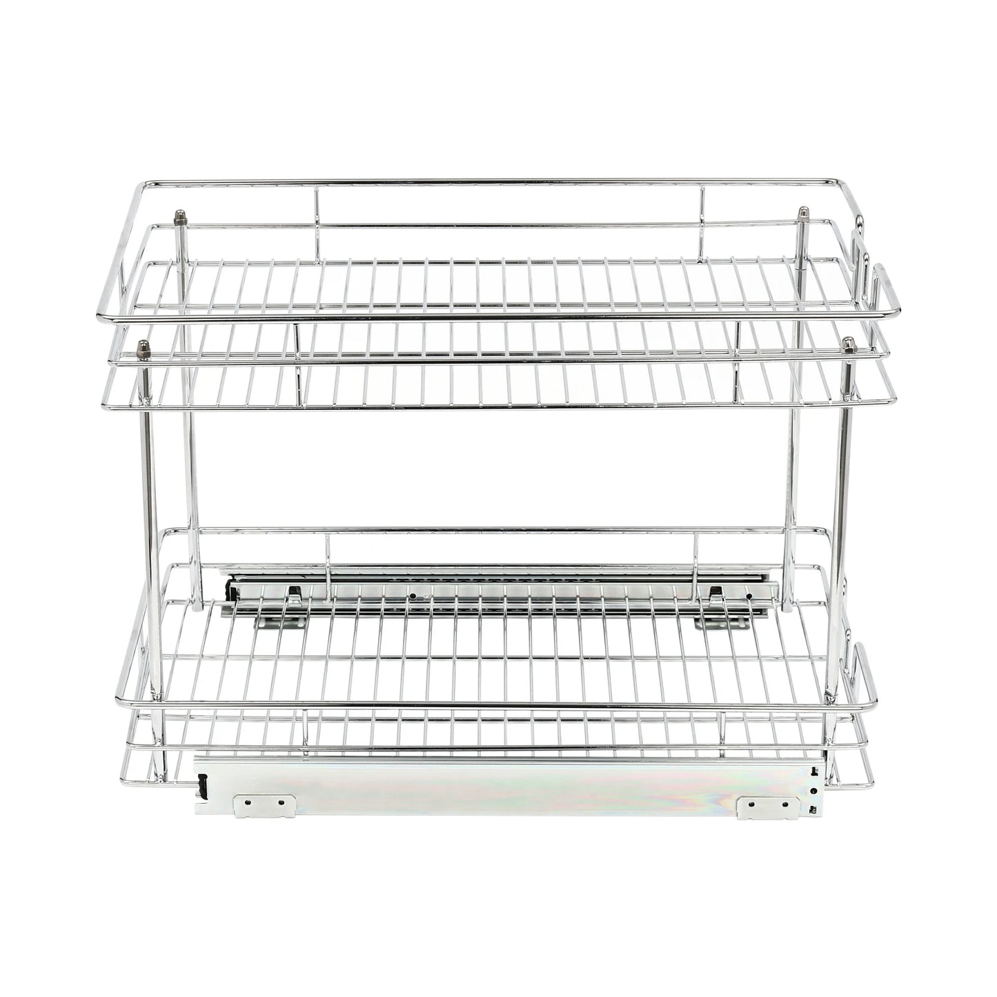 2-Tier Silver Cabinet Pull Out Shelves, Organizer Storage