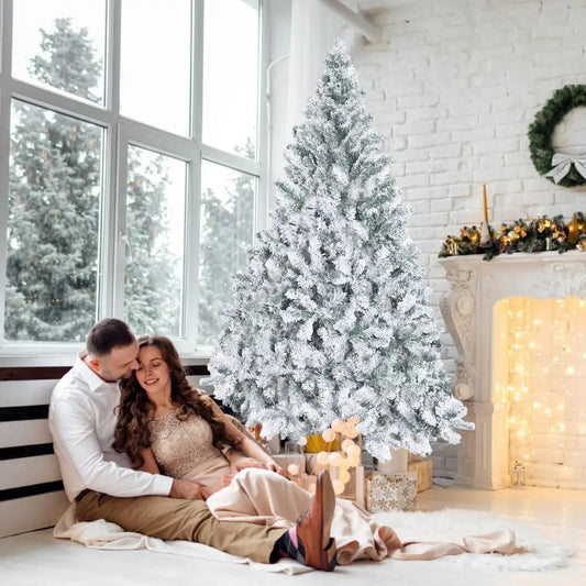 6.9ft White Flocked Artificial Christmas Tree,