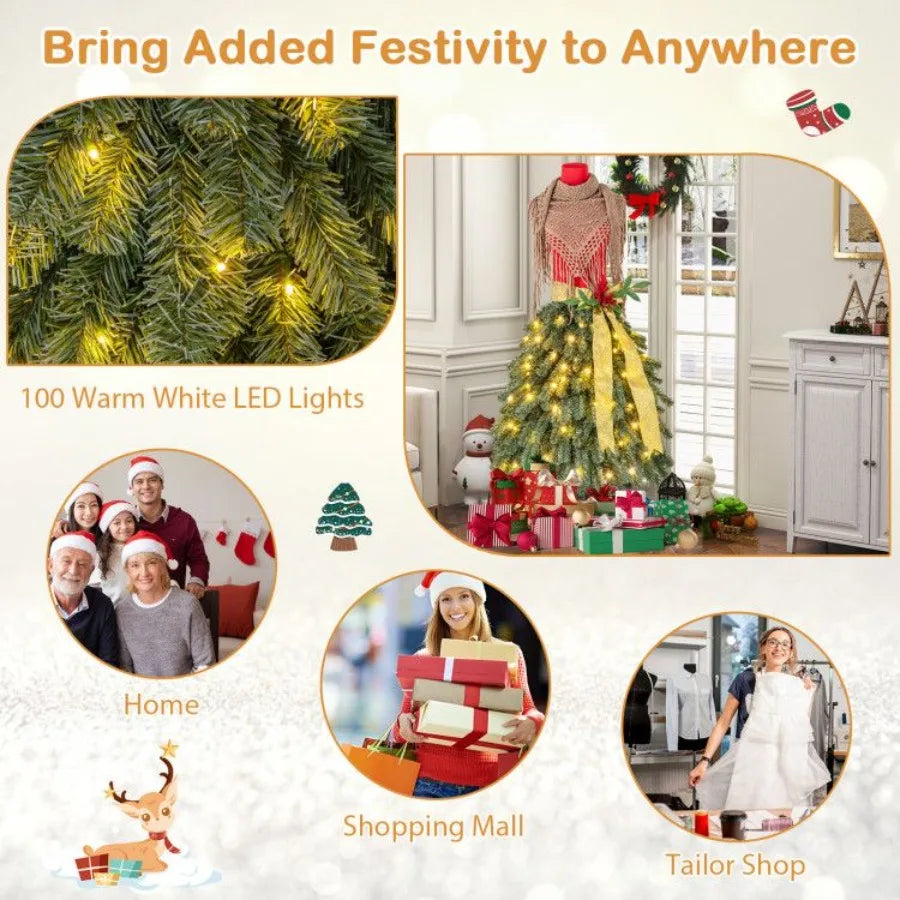 5 FT Prelit Manneq Artificial Christmas Tree Dress
