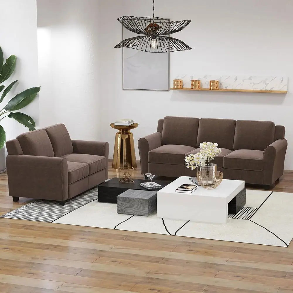 Brown Loveseat Sofa Couch, 2 Seater Love Seat