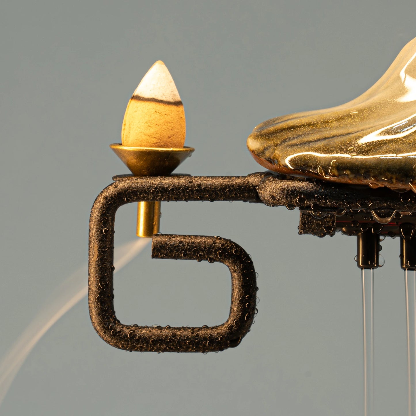 Modern LED Light Ring Waterfall Fountain, Wood & Ceramic