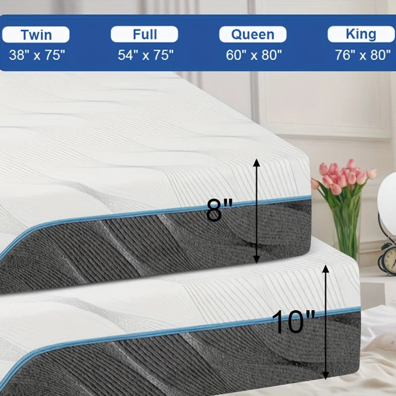 Queen Size Mattress, 8/10 Inch Medium Firm - Extra Firm Dual Sides Flippable Mattress for Back Pain Relief