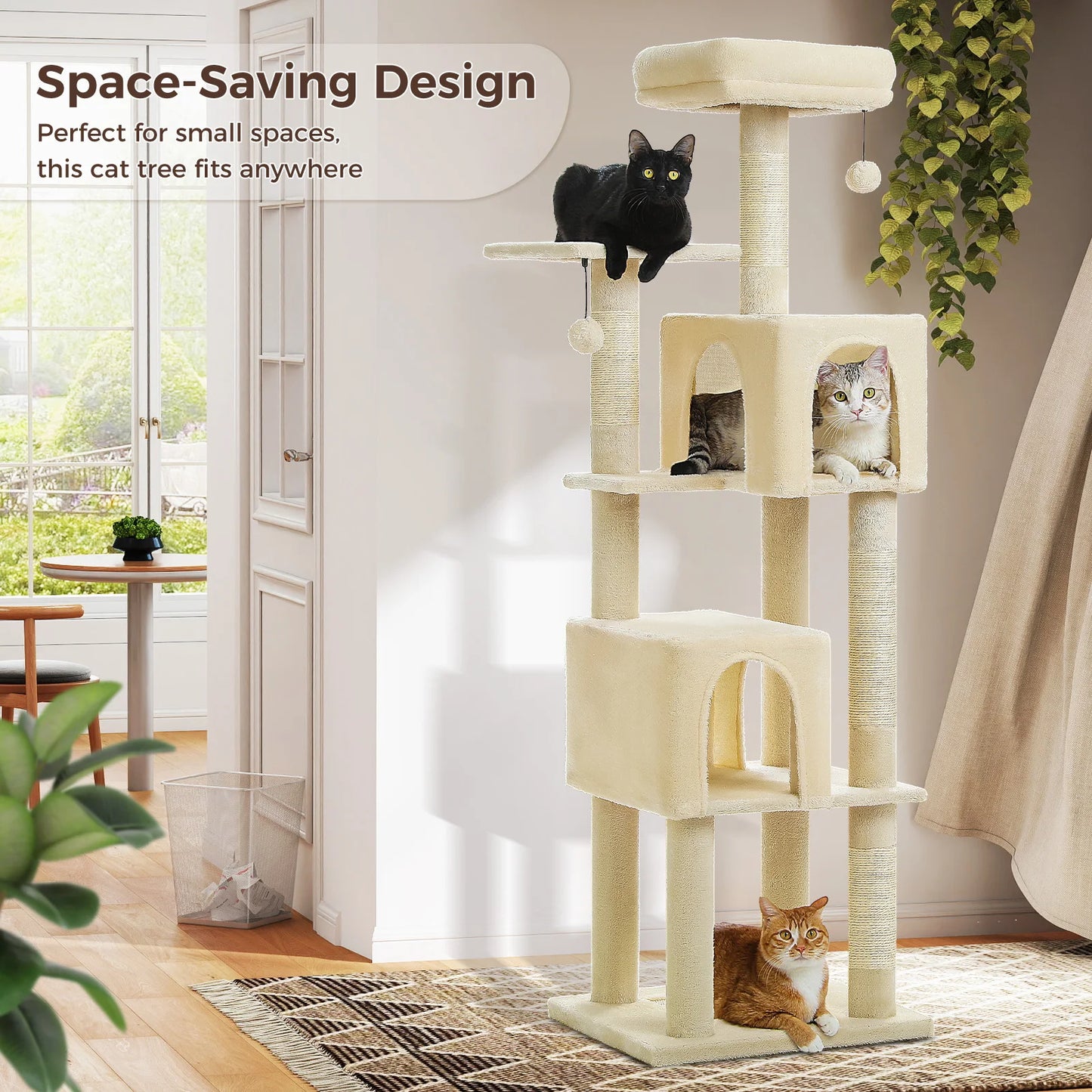 Cat Tree Tower with 4 Natural Sisal Scratching Posts