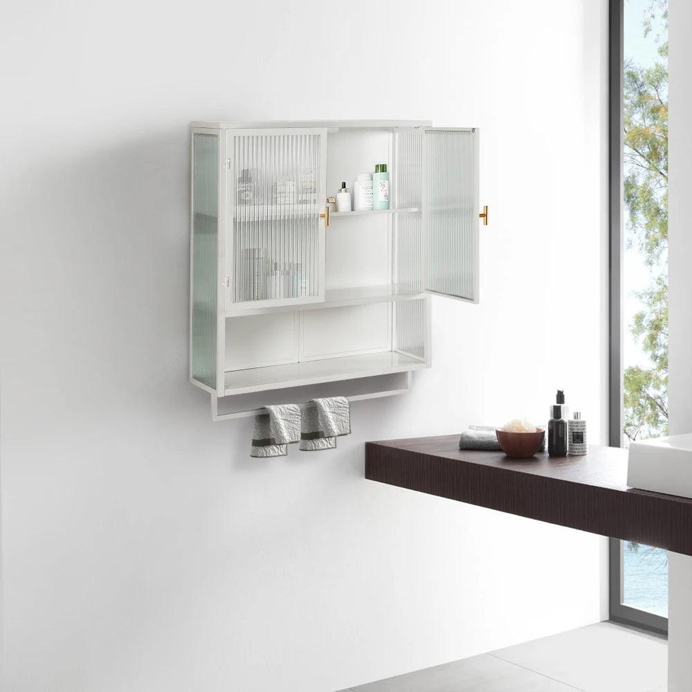 23.62" Modern Two-door Wall Cabinet with Glass Doors,