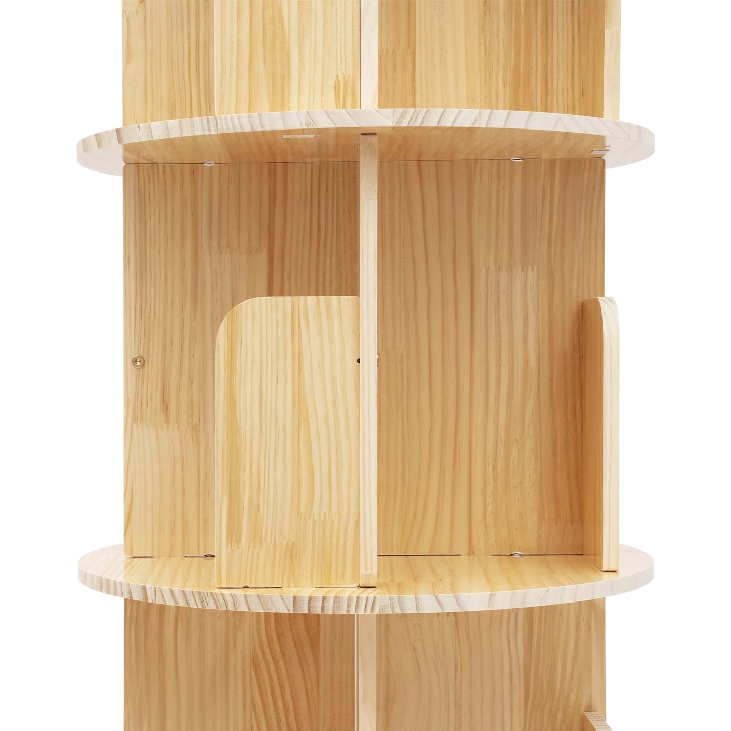 4 Tier Rotating Bookshelf with Legs,Floor Standing Stackable Wood Round Bookshelf 360 Display Book Shelf for Living Room Bedroom