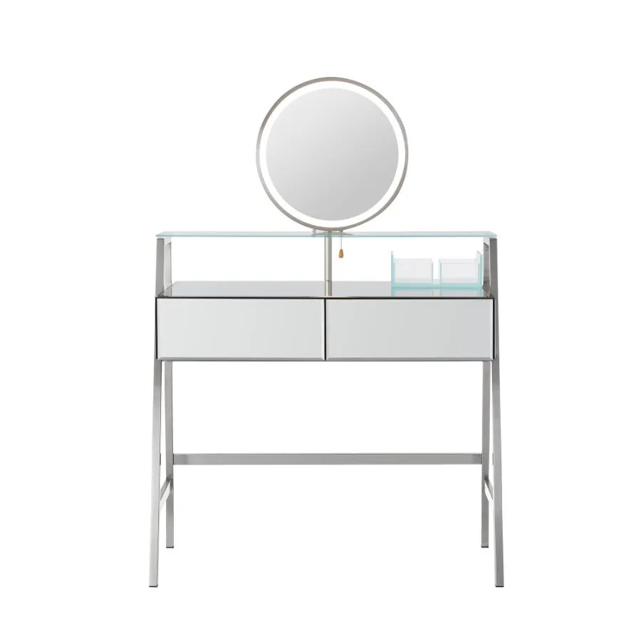 33.9 Mirrored Makeup Vanity Desk with Mirror and Lights