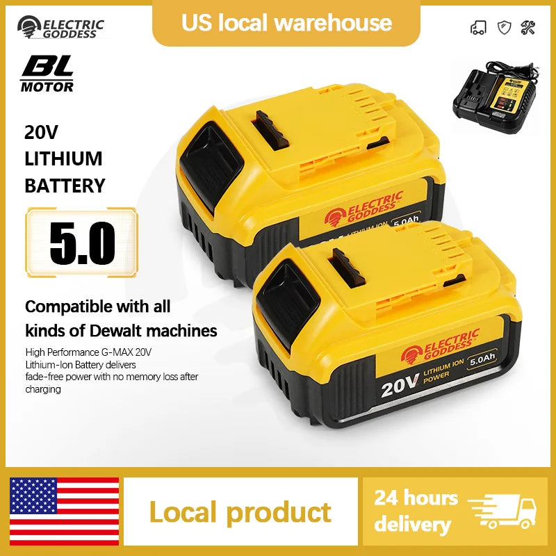 Lithium-ion Battery 20V 5Ah Battery Power Tools Lithium-ion Replacement Battery For Dewalt 20V Battery Pin
