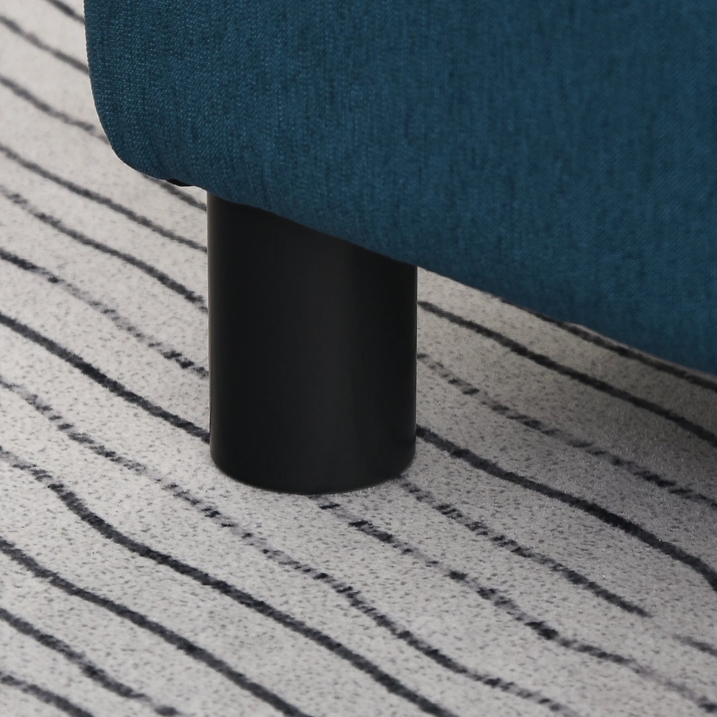 Cubed Modern Linen Fabric Pouf Footrest Ottoman Furniture Blue